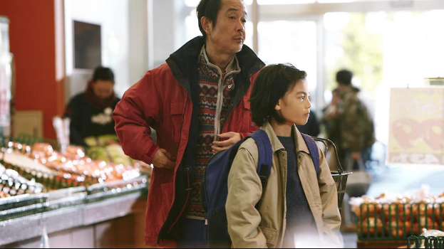 Father and son are out a supermarket shoplifting in Shoplifters by Hirokazu Koreeda (2018)